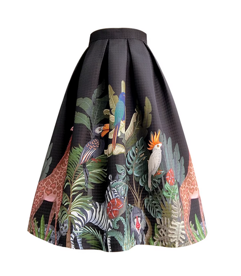 Women's Floral High-Waist Midi Skirt-Spring New Versatile A-Line Skirt (SAW0020)