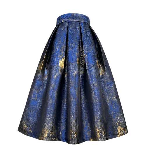 Women's Vintage Embroidered High-Waist Midi Puff Skirt-Slimming Hepburn-Style Skirt (SAW0022)