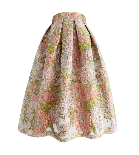 Embroidery, polyester fabric, zippered pockets, high-waisted skirt, perfect for spring and summer (SSS0008)