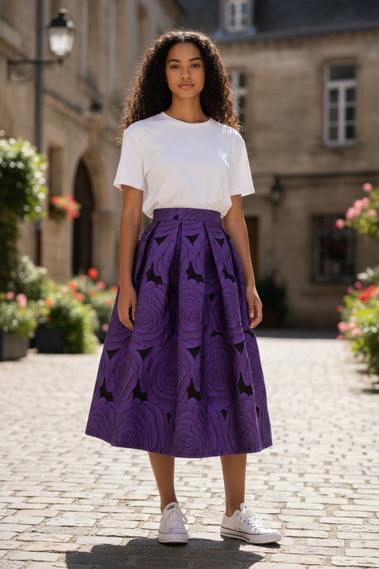French style, vintage, three-dimensional embroidery, high-waisted midi skirt, perfect for spring and summer.(SSS0004)--Sold Out