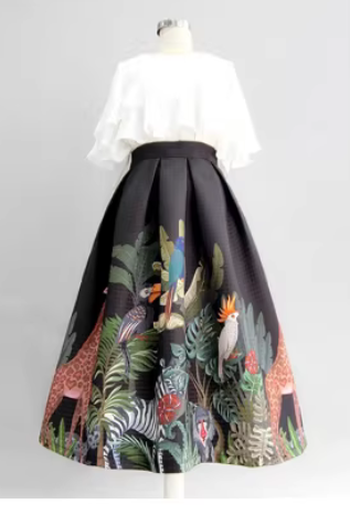 Women's Floral High-Waist Midi Skirt-Spring New Versatile A-Line Skirt (SAW0020)