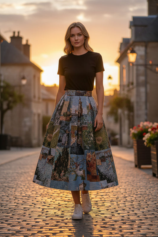 Over Size Autumn/Winter Slimming Sketch and Oil Painting Midi Skirt (SAW0021)