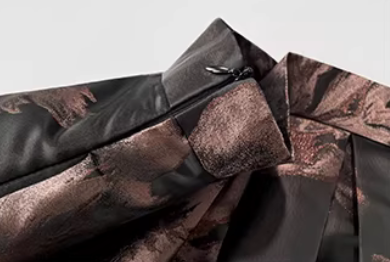 Luxury Satin Jacquard Midi Skirt-Original Design Autumn Elegant Skirt (SAW0023)