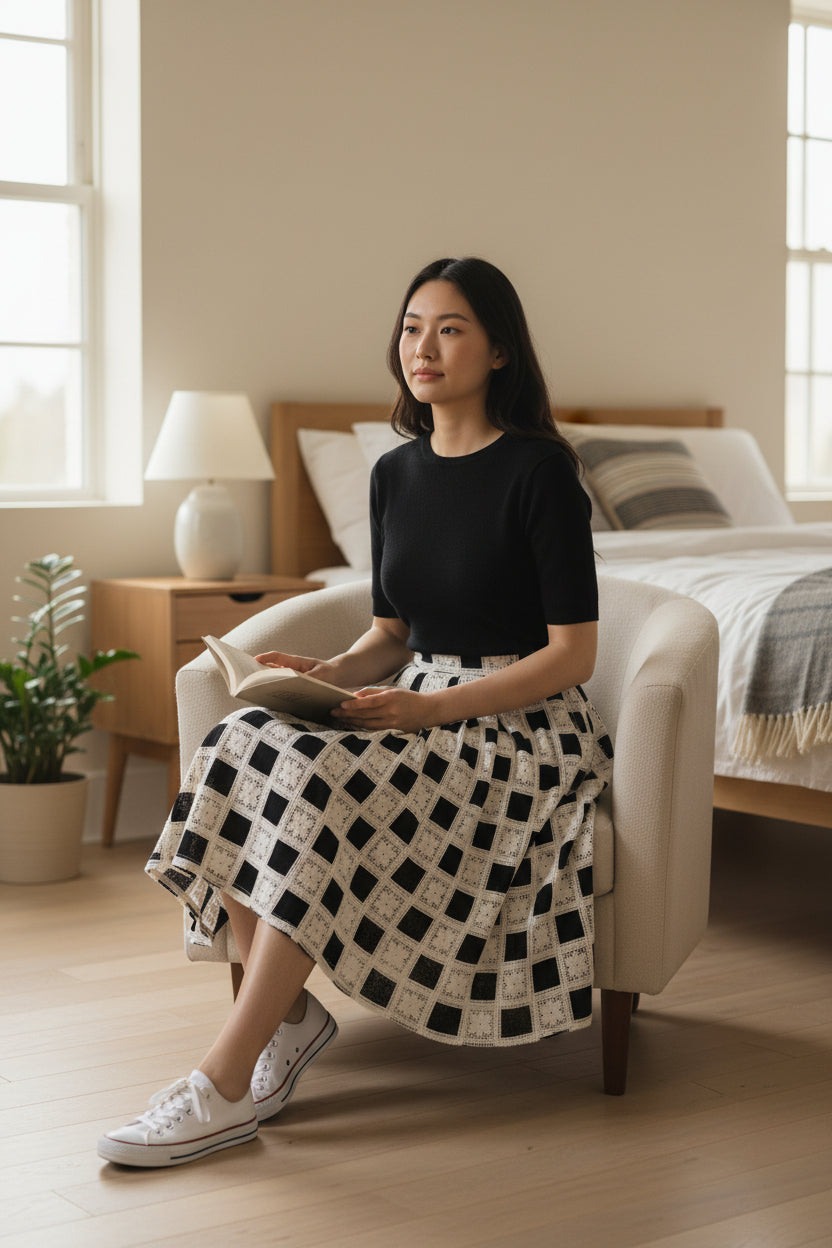 Lace, embroidery, elegant high-waisted skirt for spring and summer. （SSS0011）