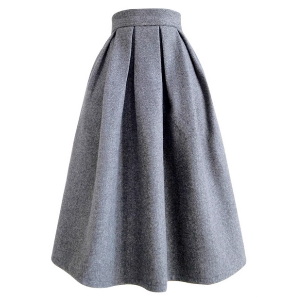Dark gray, wool fabric, high-waisted design, knitted finish, suitable for autumn and winter. （SAW0008）