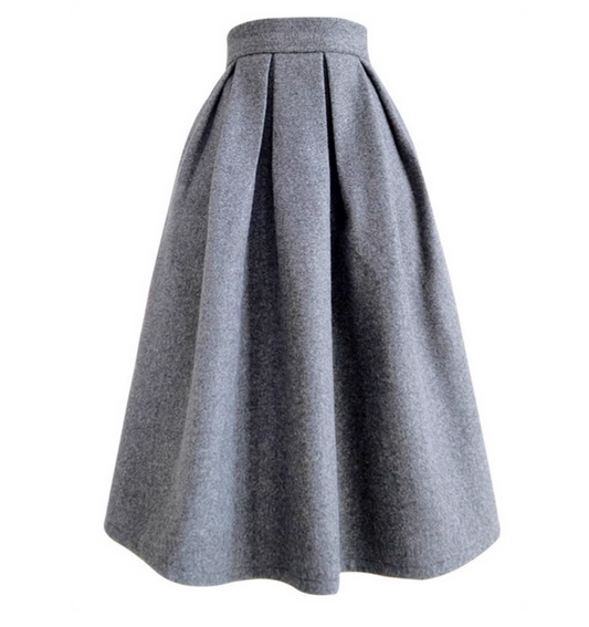 Dark gray, wool fabric, high-waisted design, knitted finish, suitable for autumn and winter. （SAW0008）