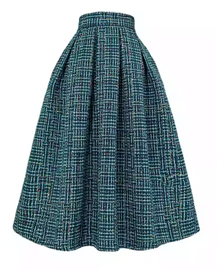 Retro style, wool fabric, pleated details, high-waisted puffy skirt is perfect for autumn and winter. （SAW0004）--Sold Out