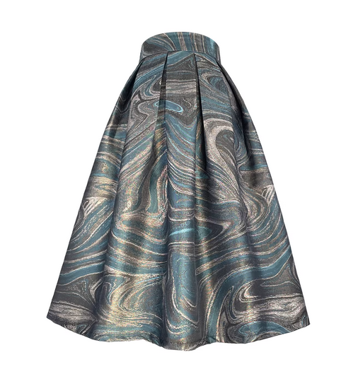 Embroidered details, high-waisted slimming midi skirt with zippered pockets, perfect for spring and autumn. （SSA0002）--Sold Out