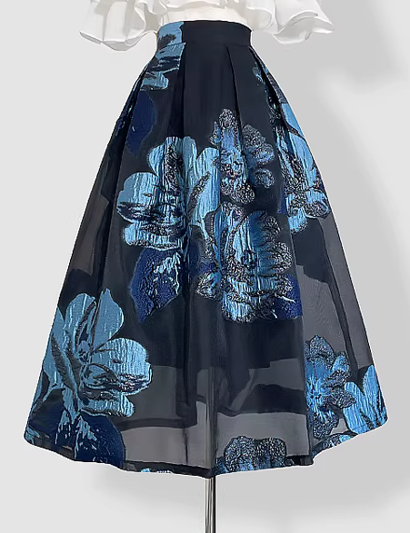 Women's Organza embroidery technique, blue lace, suitable for spring and summer (SSS0024)