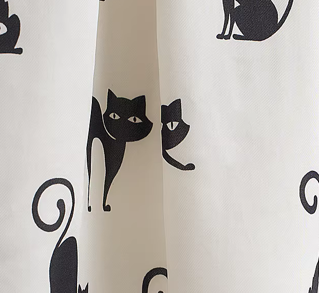 Women's Adorable Black Car Print Midi Skirt-High-Waist Voluminous Flared Skirt (SSS0033)